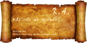 Körömi Anikó névjegykártya