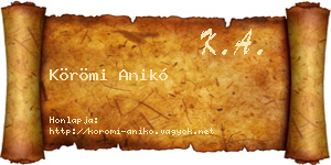 Körömi Anikó névjegykártya
