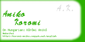 aniko koromi business card